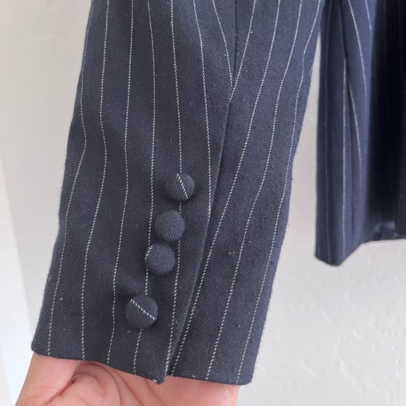 Good American Pinstripe Navy Blue Office Workwear Blazer size Medium - Picture 8 of 10